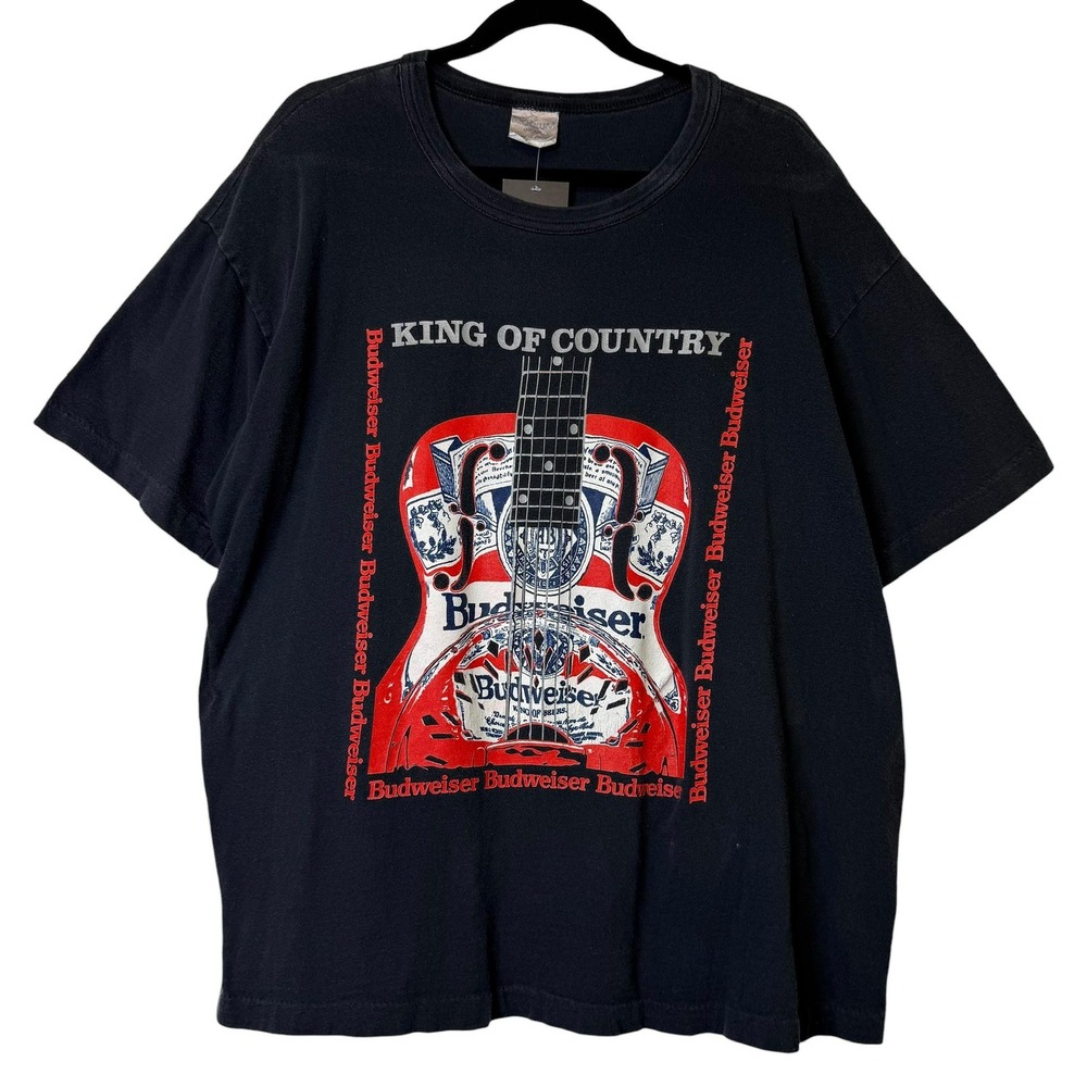 Vintage 90s Budweiser Beer King of Country Beer T-Shirt Brockum Tag Black XL